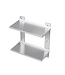 Occasion: Dubbele RVS wandplank | Heavy duty | Inclusief ophangbeugels en steunen | (B)180x(D)30x(H)66,6cm