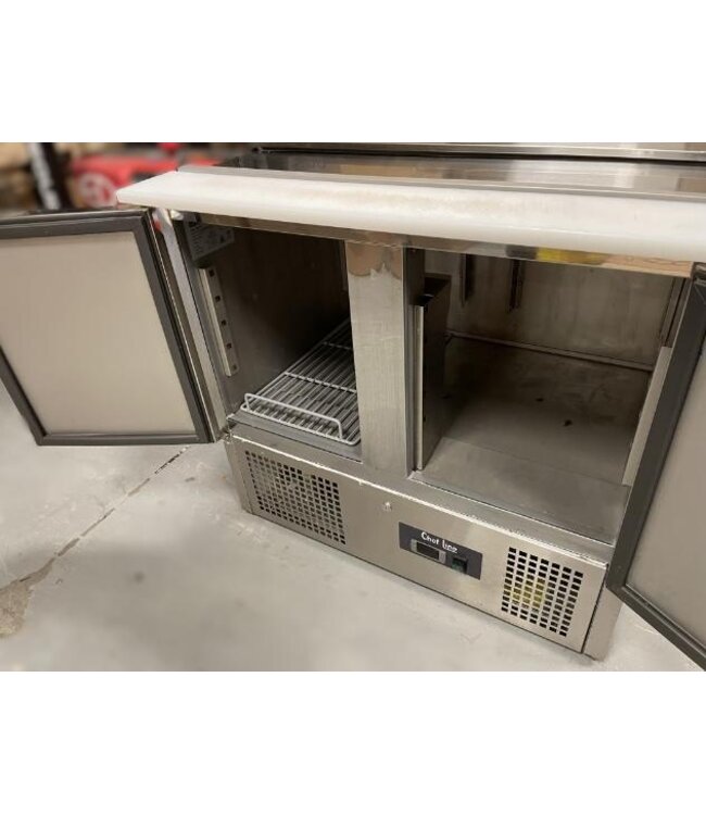 Occasion: Saladette Chef Line | 2 Deuren | 90cm breed | 70cm diep | Boven 2x 1/1GN + 1x 2/4GN