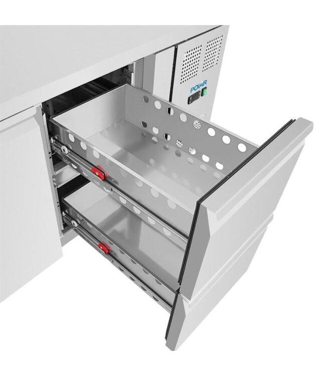 Koelwerkbank RVS | 1 Deur 2 lades | Met wielen | 314L | (H)86x(B)136x(D)70cm