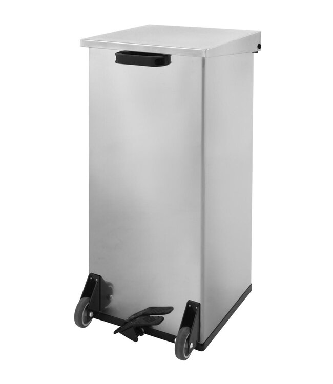 Mobiele pedaalemmer Kick 110 Liter - Wit staal of RVS