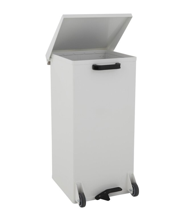 Mobiele pedaalemmer Kick 110 Liter - Wit staal of RVS