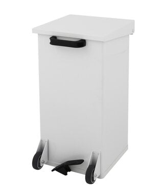 Mobiele pedaalemmer Kick 55 Liter - Wit staal