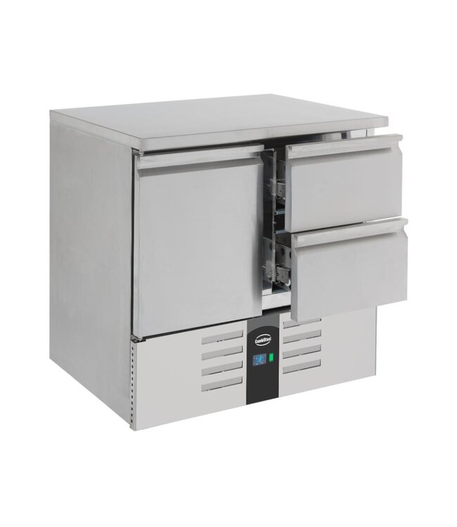 Koelwerkbank Compact Line | 1 Deur en 2 lades | (H)87,5x(B)90x(D)70cm
