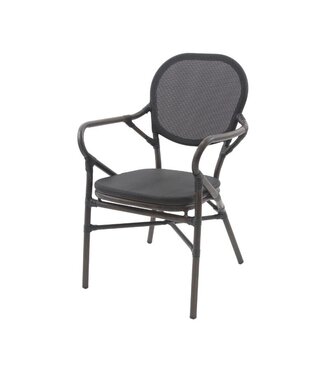 Feros Terrasstoel Tango | Stapelbaar | Textiel | Wengé-Zwart Mesh