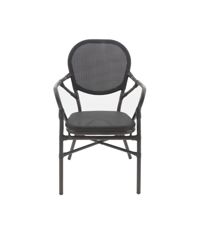 Terrasstoel Tango | Stapelbaar | Textiel | Wengé-Zwart Mesh