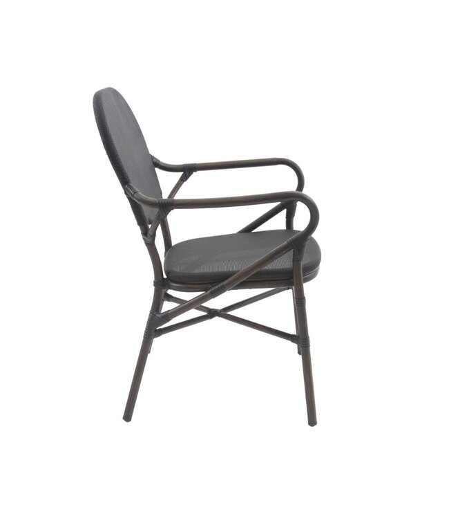 Terrasstoel Tango | Stapelbaar | Textiel | Wengé-Zwart Mesh