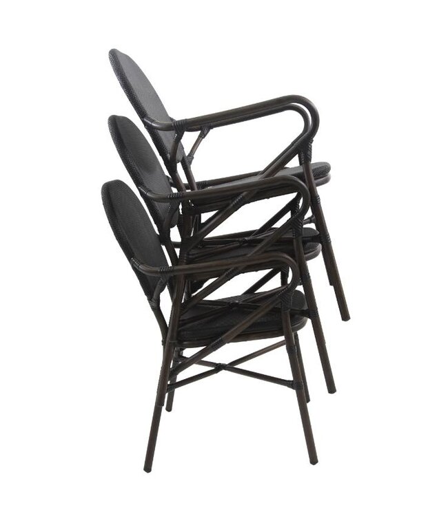 Terrasstoel Tango | Stapelbaar | Textiel | Wengé-Zwart Mesh