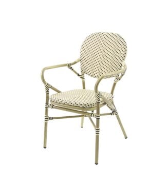 Feros Terrasstoel Tango | Stapelbaar | Rotan | Bamboo-Wit/Zwart