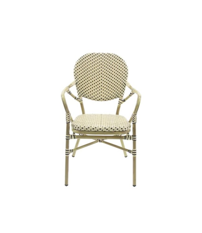 Terrasstoel Tango | Stapelbaar | Rotan | Bamboo-Wit/Zwart