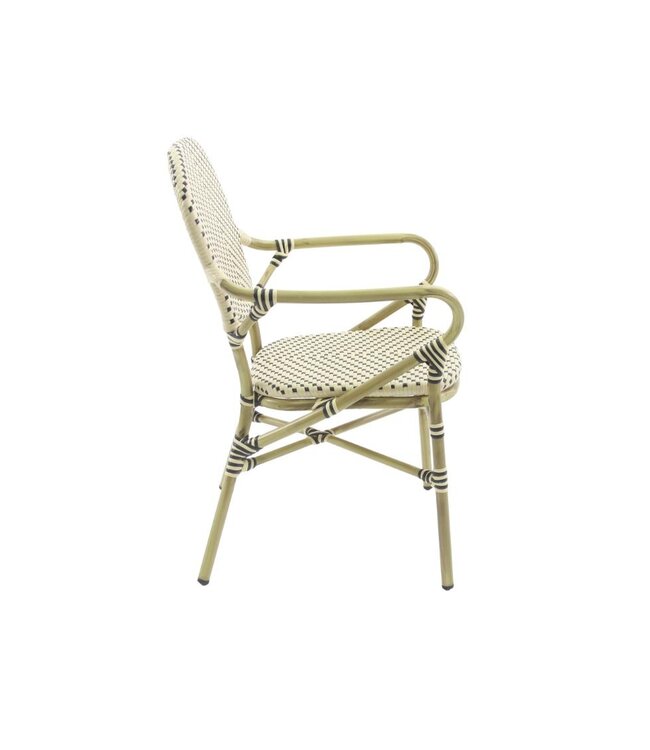 Terrasstoel Tango | Stapelbaar | Rotan | Bamboo-Wit/Zwart