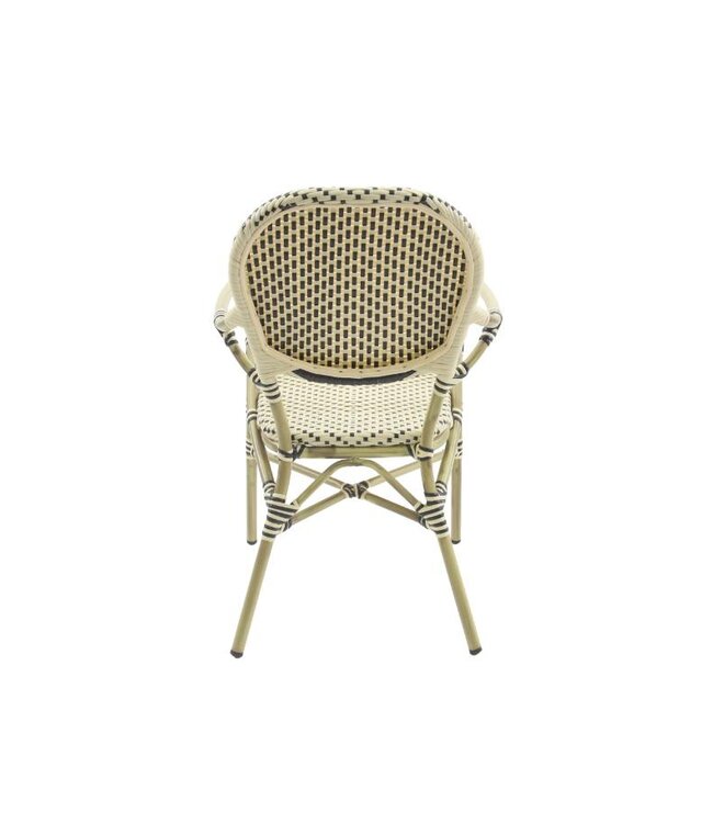 Terrasstoel Tango | Stapelbaar | Rotan | Bamboo-Wit/Zwart