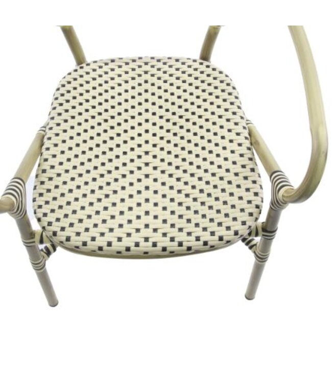 Terrasstoel Tango | Stapelbaar | Rotan | Bamboo-Wit/Zwart