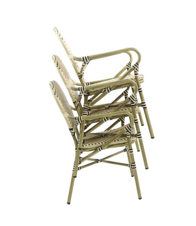 Terrasstoel Tango | Stapelbaar | Rotan | Bamboo-Wit/Zwart