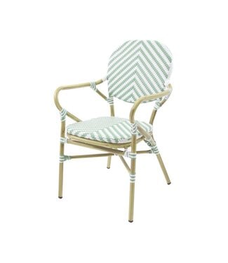 Feros Terrasstoel Tango | Stapelbaar | Rotan | Bamboo-Wit/Pastel Groen