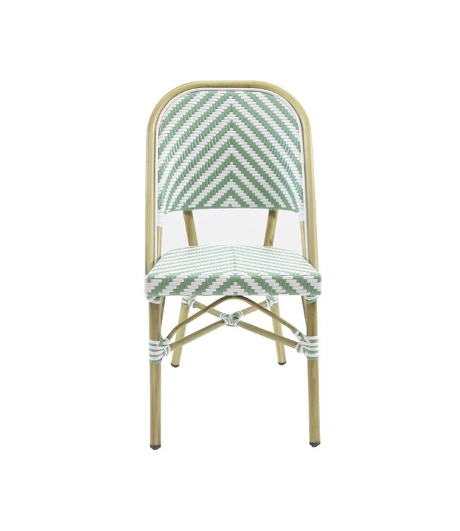 Terrasstoel Paris | Stapelbaar | Rotan | Bamboo-Wit/Pastel Groen