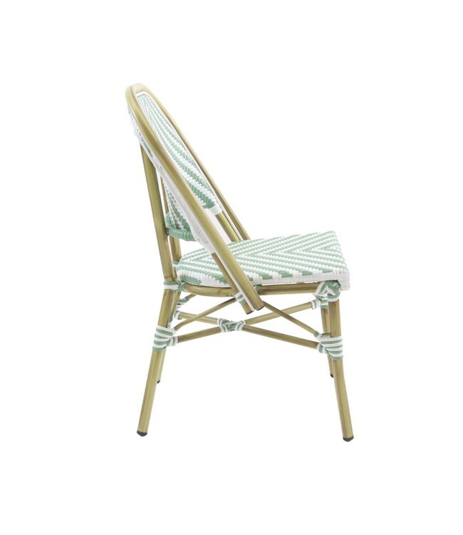 Terrasstoel Paris | Stapelbaar | Rotan | Bamboo-Wit/Pastel Groen