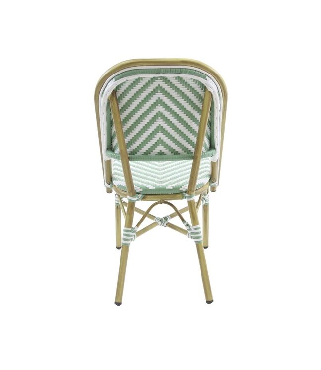 Terrasstoel Paris | Stapelbaar | Rotan | Bamboo-Wit/Pastel Groen