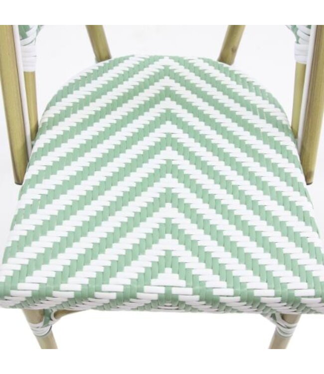Terrasstoel Paris | Stapelbaar | Rotan | Bamboo-Wit/Pastel Groen