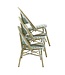 Terrasstoel Paris | Stapelbaar | Rotan | Bamboo-Wit/Pastel Groen