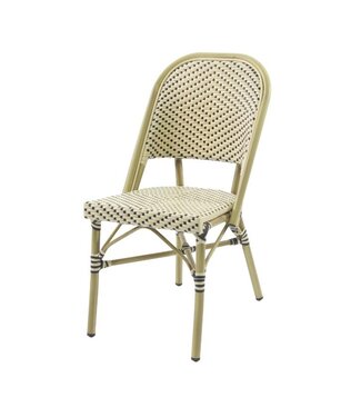 Feros Terrasstoel Paris | Stapelbaar | Rotan | Bamboo-Wit/Zwart