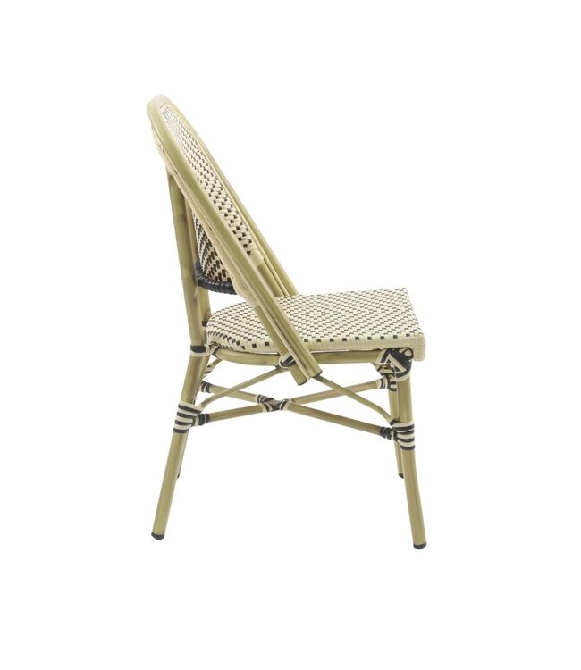 Terrasstoel Paris | Stapelbaar | Rotan | Bamboo-Wit/Zwart