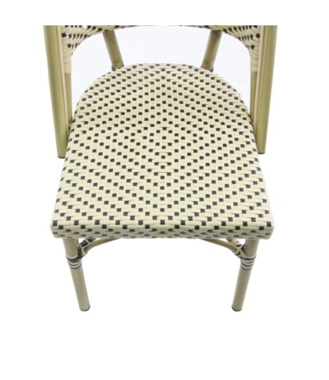 Terrasstoel Paris | Stapelbaar | Rotan | Bamboo-Wit/Zwart