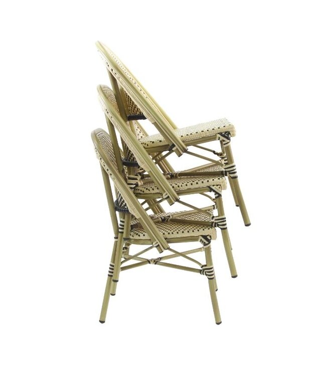 Terrasstoel Paris | Stapelbaar | Rotan | Bamboo-Wit/Zwart