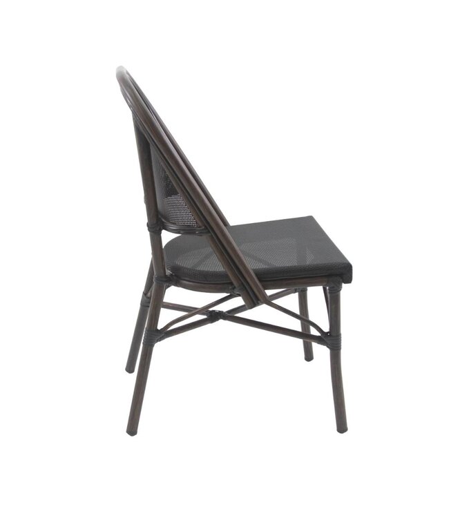 Terrasstoel Paris | Stapelbaar | Textiel | Wengé-Zwart Mesh