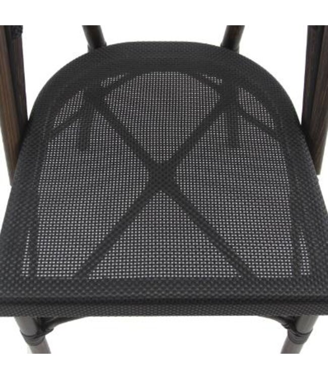 Terrasstoel Paris | Stapelbaar | Textiel | Wengé-Zwart Mesh