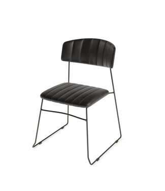 Feros Stoel Mundo | Stapelbaar | Kunstleder | Zwart