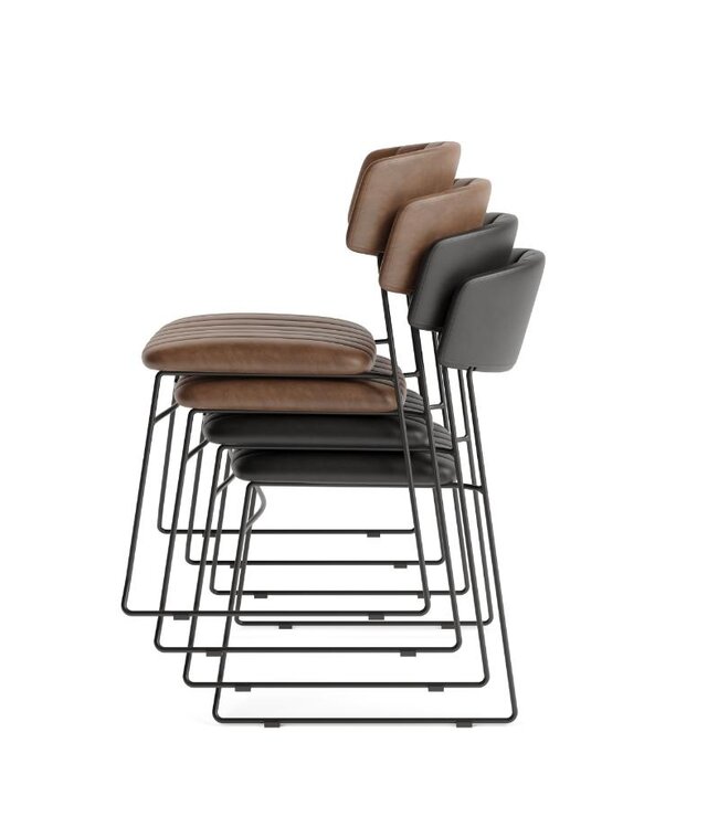 Stoel Mundo | Stapelbaar | Kunstleder | Zwart