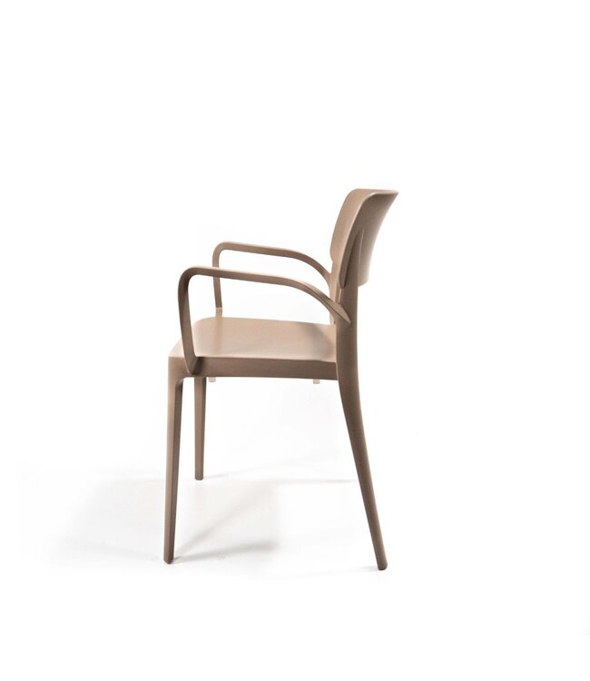 Terrasstoel Wing met armleuning | Stapelbaar | Kunststof | Beige
