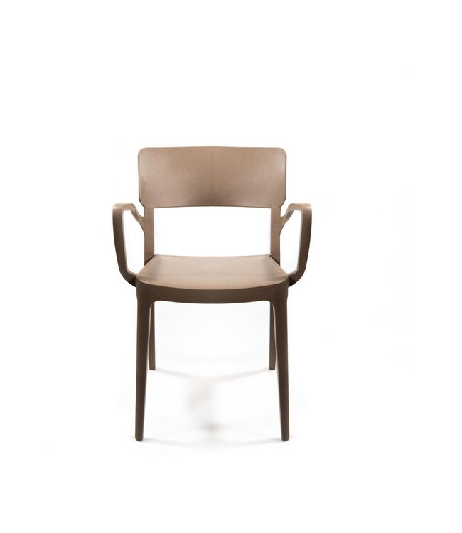 Terrasstoel Wing met armleuning | Stapelbaar | Kunststof | Beige