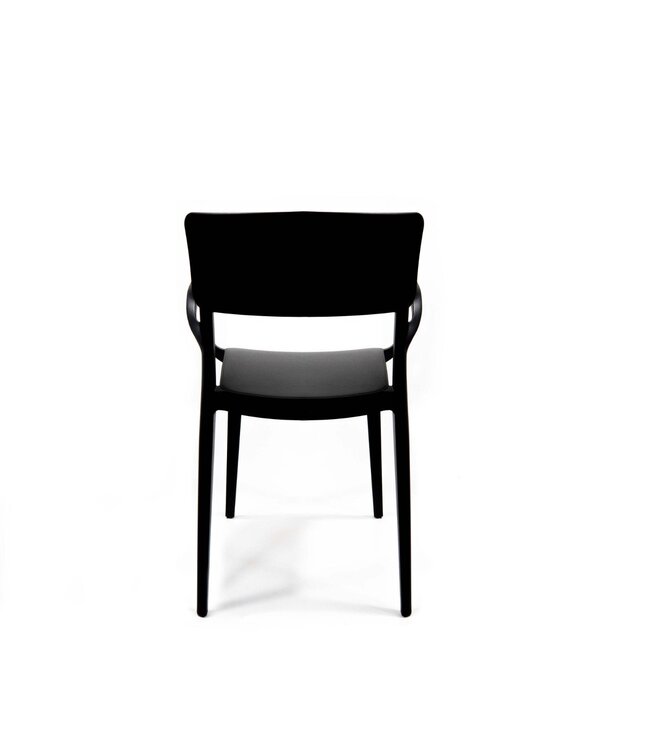 Terrasstoel Wing met armleuning | Stapelbaar | Kunststof | Zwart