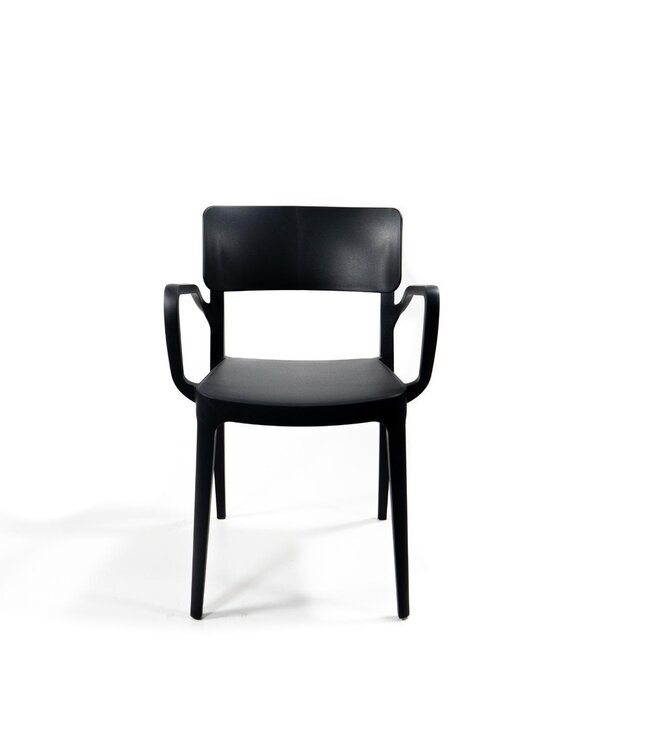 Terrasstoel Wing met armleuning | Stapelbaar | Kunststof | Zwart