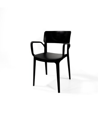 Feros Terrasstoel Wing met armleuning | Stapelbaar | Kunststof | Zwart