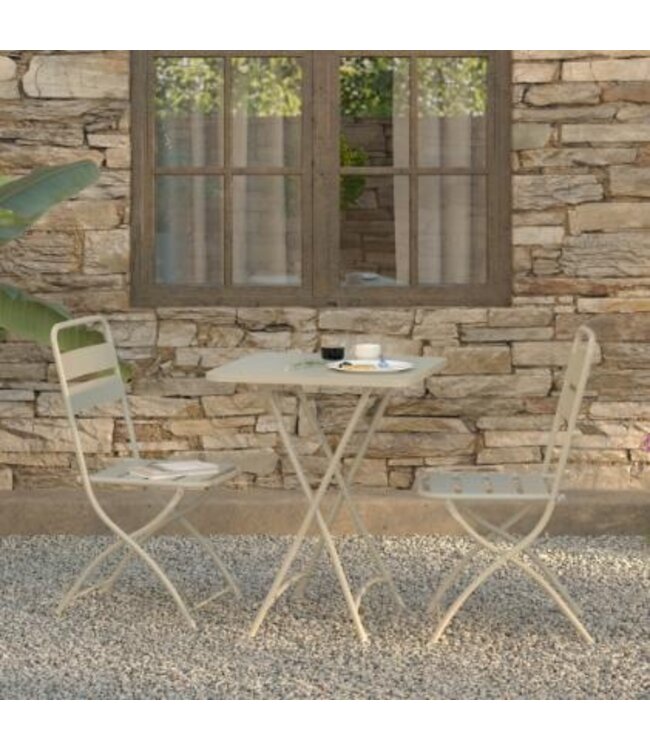 Bistroset Terrastafel met 2 klapstoelen Breeze | Zandkleurig