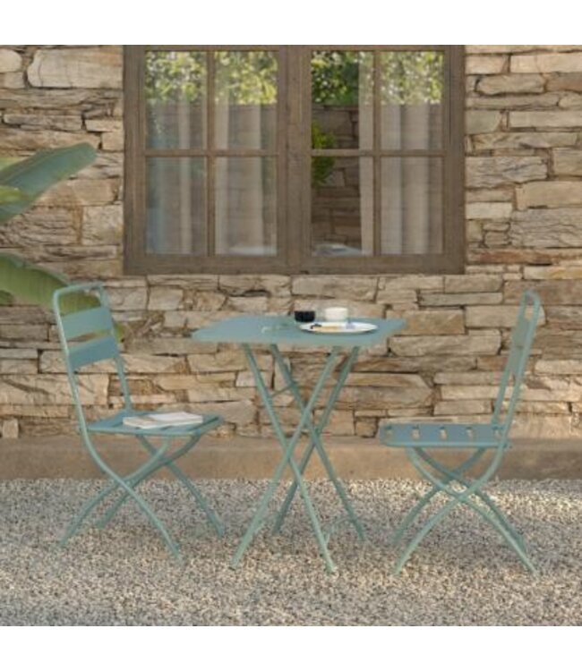Bistroset Terrastafel met 2 klapstoelen Breeze | Blauw