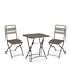 Feros Bistroset Terrastafel met 2 klapstoelen Breeze | Cappuccinokleur