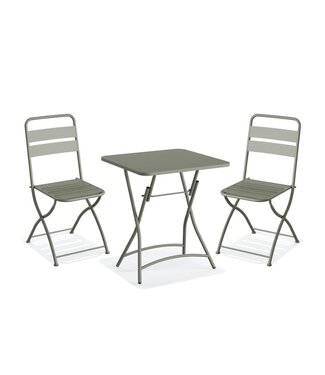 Feros Bistroset Terrastafel met 2 klapstoelen Breeze | Groen