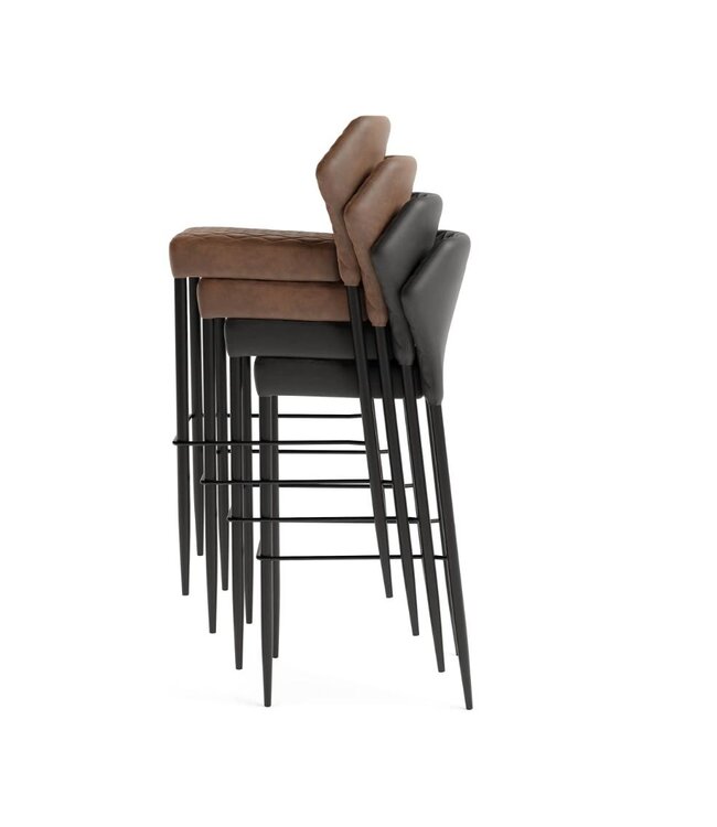 Barstoel Louis | Stapelbaar | Kunstleder | Cognac