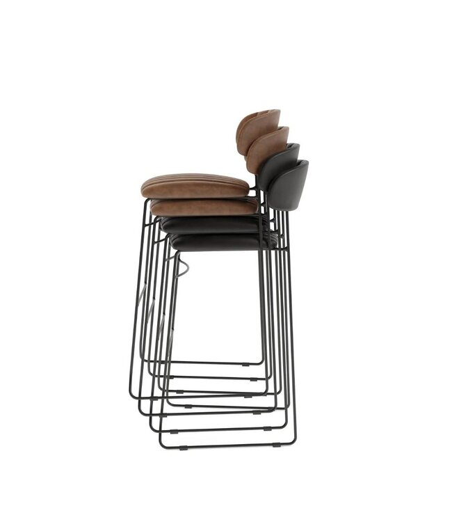 Barstoel Mundo | Stapelbaar | Kunstleder | Cognac