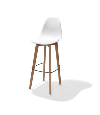 Feros Barstoel Keeve | Stapelbaar | Kunststof | Wit / hout