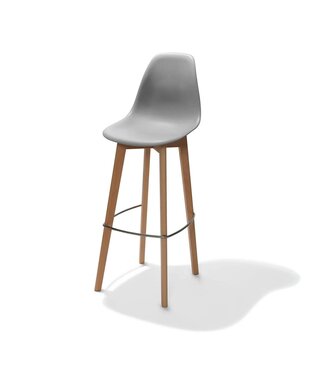 Feros Barstoel Keeve | Stapelbaar | Kunststof | Grijs / hout