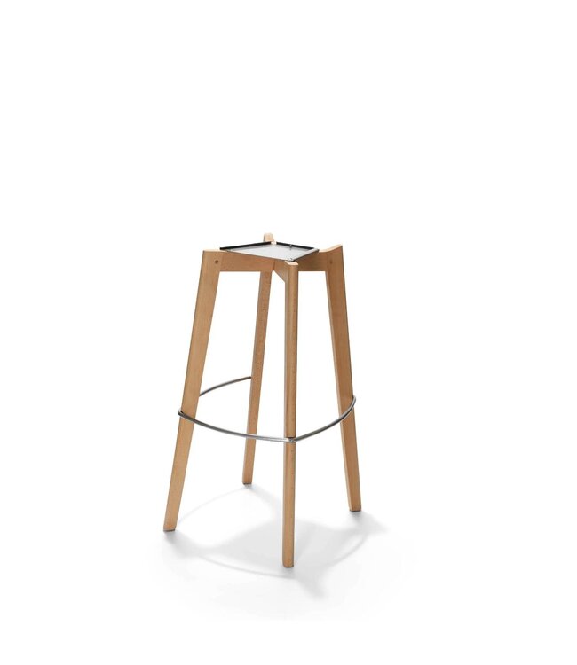 Barkruk Keeve | Stapelbaar | Kunststof | Wit / hout