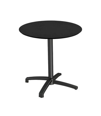 Feros Terrastafel X Cross | Zwart tafelblad | Zwart frame | Rond | Ø70cm
