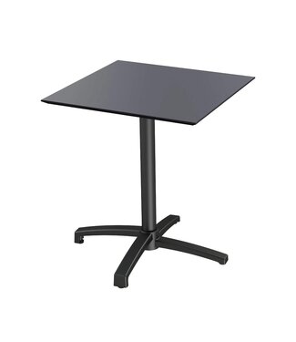 Feros Terrastafel X Cross | Zwart tafelblad | Zwart frame | Vierkant | 70x70cm