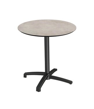 Feros Terrastafel X Cross | Moonstone tafelblad | Zwart frame | Rond | Ø70cm