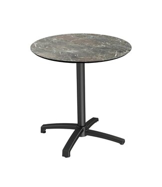Feros Terrastafel X Cross | Galaxy Marble tafelblad | Zwart frame | Rond | Ø70cm