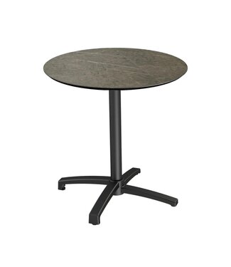 Feros Terrastafel X Cross | Midnight Marble tafelblad | Zwart frame | Rond | Ø70cm